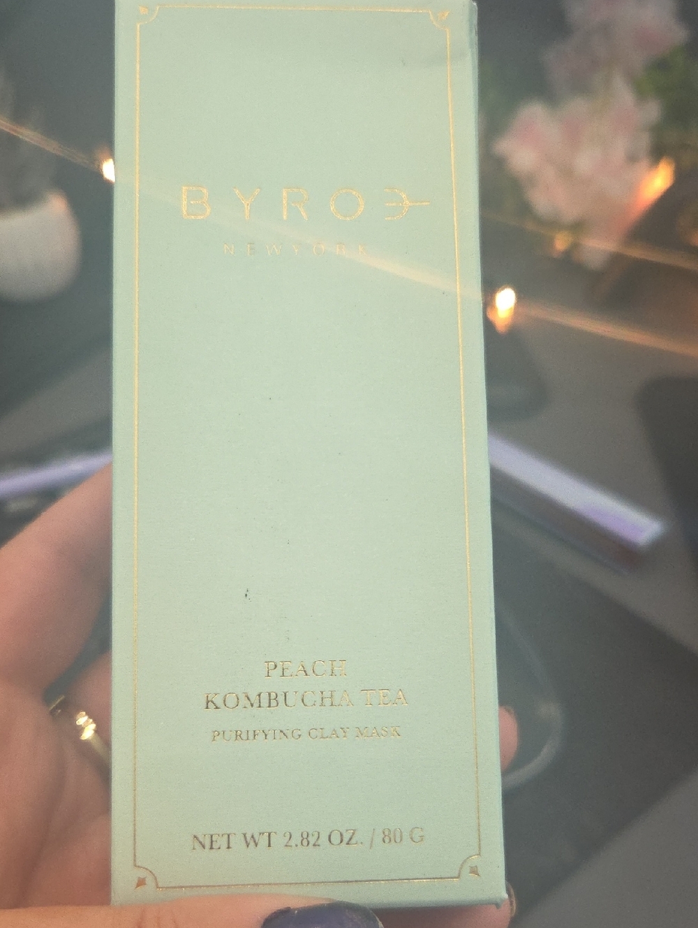 Byredo Peach Kombucha Tea Purifying Clay Mask - Mint Green & Gold Foil